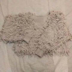 JEANASIS　フリンジニット ベージュ 長袖 Vネックのサムネイル