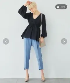 美品 STUDIOUS パウダーボイリーカシュクールブラウス