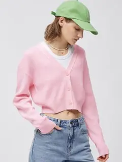 カーデ　ウォッシャブルクロップドカーディガン　長袖　gu 春　夏