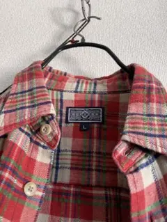 古着Lサイズ 赤と緑のチェック柄ネルシャツ
