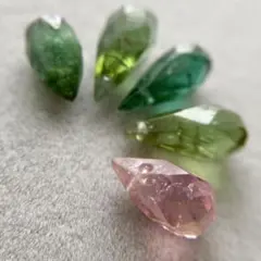 【新品】マルチカラートルマリン ブリオレット ビーズ 5石合計5.85ct 横穴