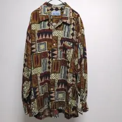 古着　総柄　ヴィンテージ　レーヨン　シャツ