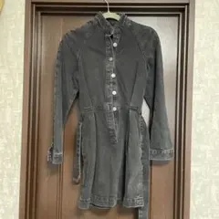 ZARA ダークグレー 長袖 ミニワンピース