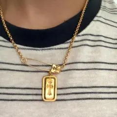 24KGP クロス＆ダガーリバーシブルプレート セーフティーピン 