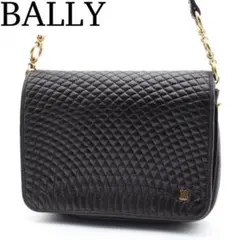 【良品】BALLY キルティング レザー ショルダーバッグ ヴィンテージ 黒色