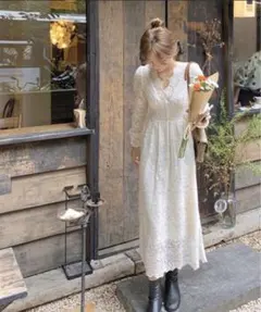 新品未使用 レース ガーリー シック ロング ワンピース