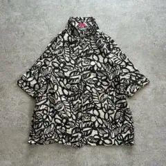 【派手】総柄シャツブラウス 花柄 モノトーン コットンシャツ 個性的 モダンのサムネイル