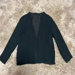 K.T KIYOKO TAKASEプリーツ加工 ノーカラージャケットブラック11