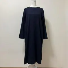 無印良品　ロングワンピース　ネイビー　綿100% 春　長袖　ナチュラル　可愛い