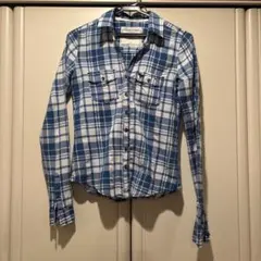 Abercrombie & Fitch ブルーチェック柄 長袖シャツ XS「M」