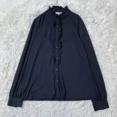 HusHusH ブラウス M ブラック フリル ハイネック ストレッチ きれいめのサムネイル