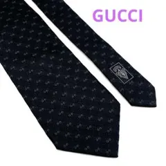 GUCCI グッチ GG柄 ネクタイ シルク 100% ブラック ビジネス