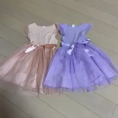 フリル袖 リボン付き ワンピース 2着セット