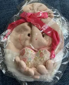 ピンクのファー付き巾着袋
