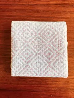 刺し子ふきん　柿の花アレンジ　ベビーピンク