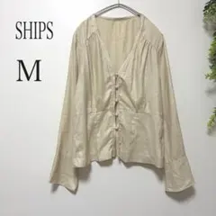 SHIPS シップス ブラウス 薄手ジャケット ベージュ M 長袖 包みボタン