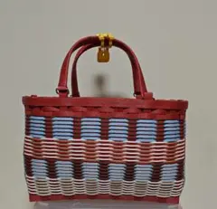 クラフトバンド　カゴバッグ　手提げバッグ　エコクラフト　ハンドメイド