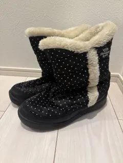 ホーキンス　スノーブーツ　22cm 黒と白の水玉　ドット