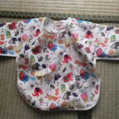 カラフル動物柄 長袖お食事エプロン