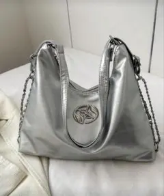 シルバー ショルダーバッグ 合成皮革