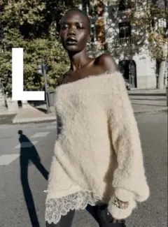 ZARA　レースコンビニットセーター