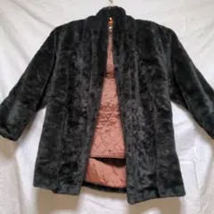 ダークグレー フェイク ファー ロングコート