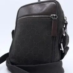 グッチ GUCCI ショルダーバッグ GGキャンバス ブラック ダークブラウンのサムネイル