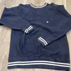 Champion ネイビー ストライプ トレーナー M