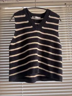 ZARA ストライプ ニットベスト Vネック