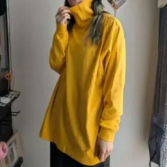 90's LANDS' END ビッグサイズ　イエロー ハイネック カットソー