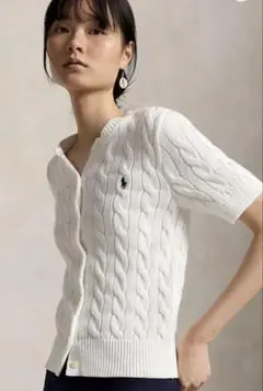 ポロ・ラルフ・ローレン 半袖カーディガン ホワイト