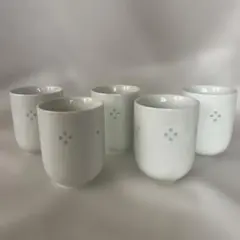 白い陶器製湯飲み5個セット　煎茶　有田焼　菊峰　蛍