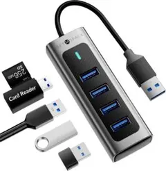 USBハブ3.0、4ポートUSB 3.0 5Gbpsデータ転送付き