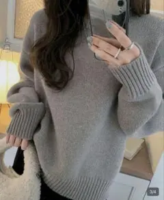 SHEIN ドロップショルダー オーバーサイズ セーター 長袖トップス グレー