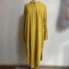 マスタードイエロー ロングシャツ 원피스