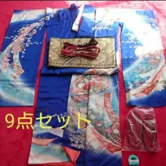 絶対に人とカブらない！振袖 9点セット（半襟、重ね襟、新品帯締め、帯、草履など）