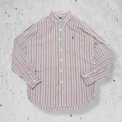 ラルフローレンBDシャツ長袖マルチストライプ古着ポニー刺繍ロゴCUSTOMFIT
