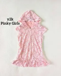 y2k 平成 姫ギャル レース ペプラムパーカー ピンク 薔薇 水着 羽織り