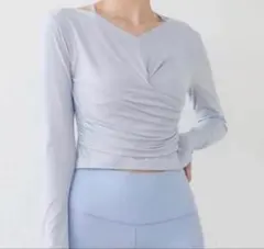 Rintosull カップ付きギャザークロスロングスリーブトップス　Ｌサイズ