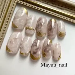 56 現品　サイズ•チップ変更可　ネイルチップ　ニュアンス　パール　大理石風