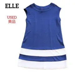 ELLE マタニティ ニットワンピース M-L ネイビー 犬印本舗 バイカラーのサムネイル