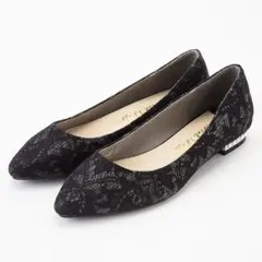 オリエンタルトラフィック パールヒールフラットパンプス レース 黒 【美品♡】