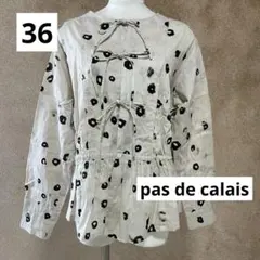 美品◇pas de calais◇綿麻ボイルプリントブラウス◇リングドット◇36のサムネイル
