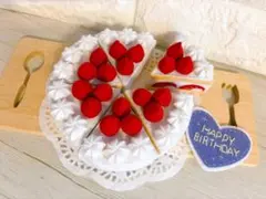 専用 フェルト おままごと いちごホールケーキ＆ロールケーキ6個