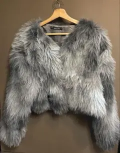 SHEIN×DANNA PAOLA ファーコート XLグレー ショート丈 秋冬
