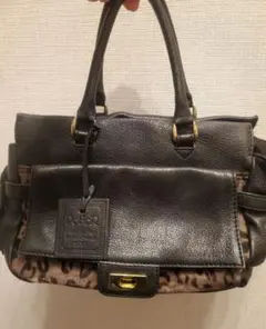 PotioR　ブラック ヒョウ柄 ハンドバッグ