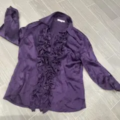 NARA CAMICIE パープル フリル付きシャツ II