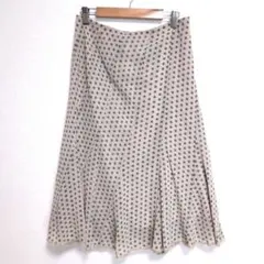 【23区 】オンワード樫山 フレアスカート 総柄 ベージュ 40 L美シルエット