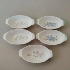 花柄陶器オーバル皿4枚セット