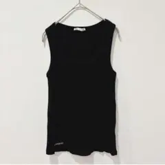 .ザラ　リブ　タンクトップ ロゴ刺繍 黒　ブラック Sサイズ　シンプル